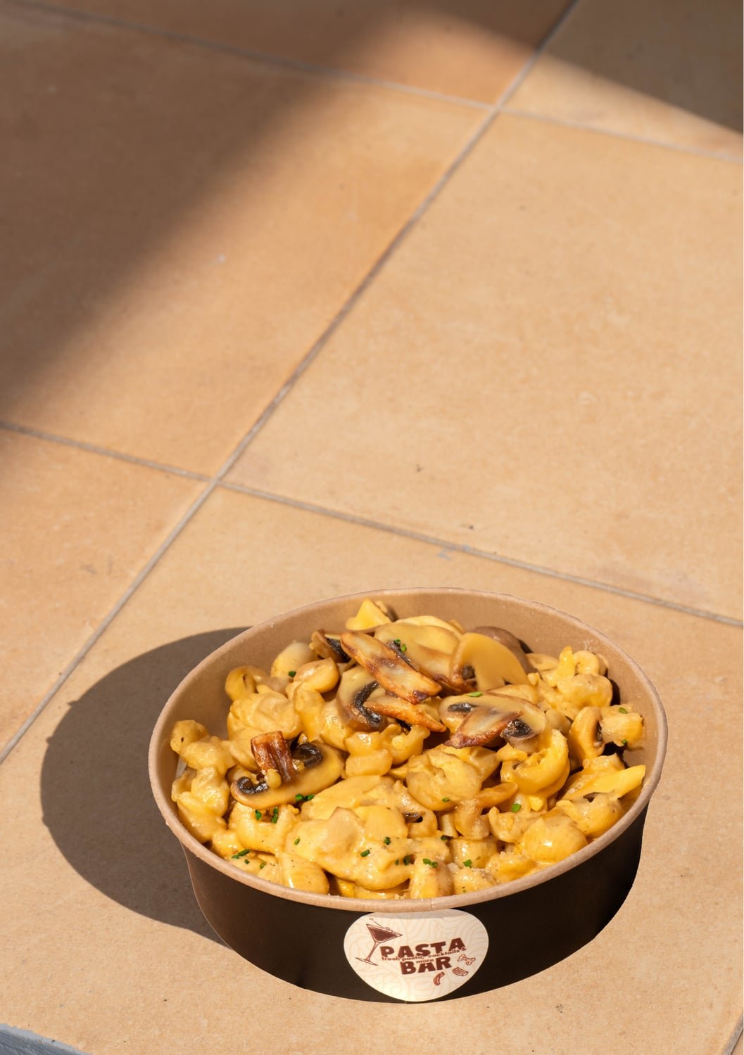 Chicken Parmesan Pasta — fresh handmade pasta, served at Pasta Bar Santorini