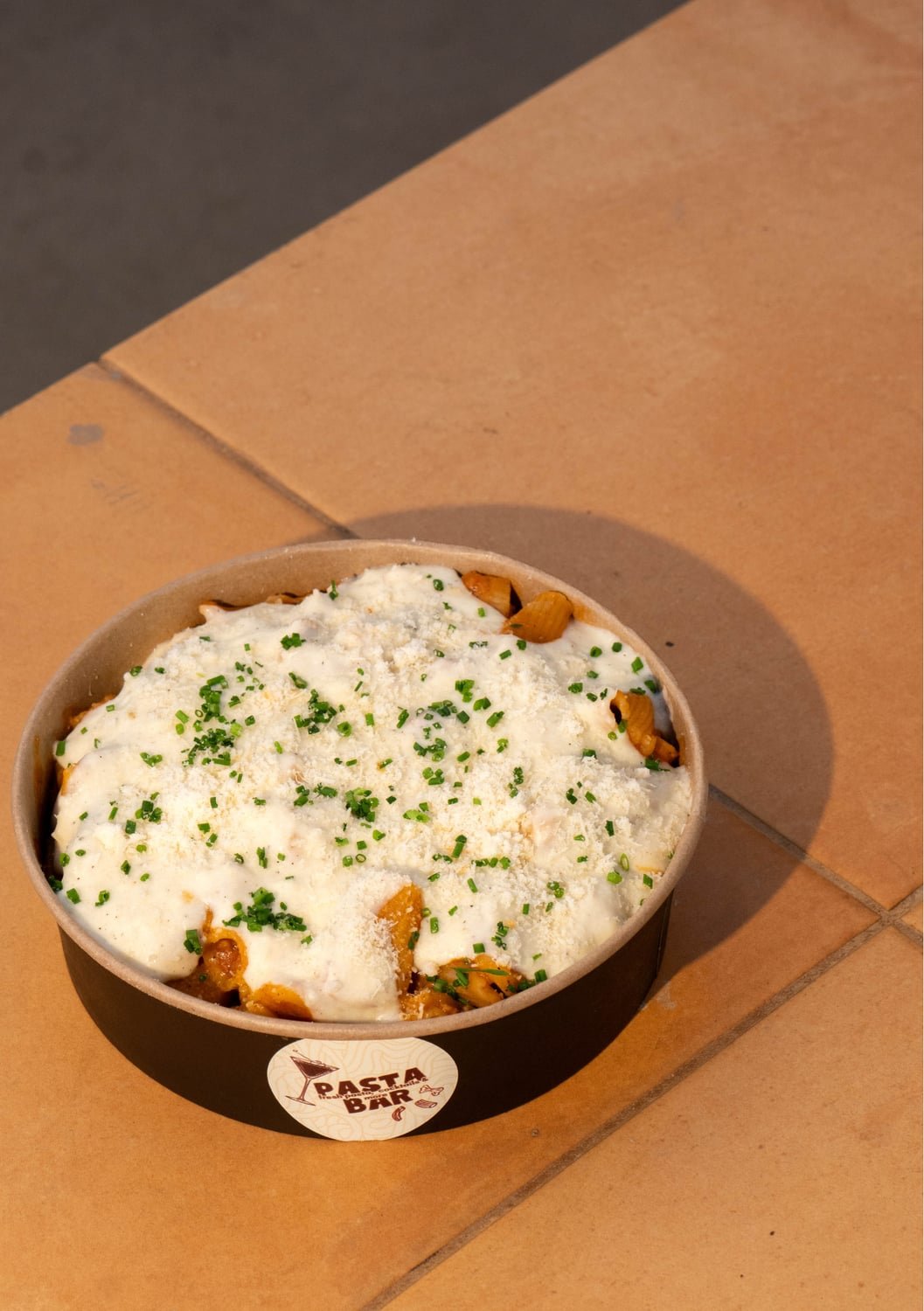 Pastitsio — fresh handmade pasta, served at Pasta Bar Santorini