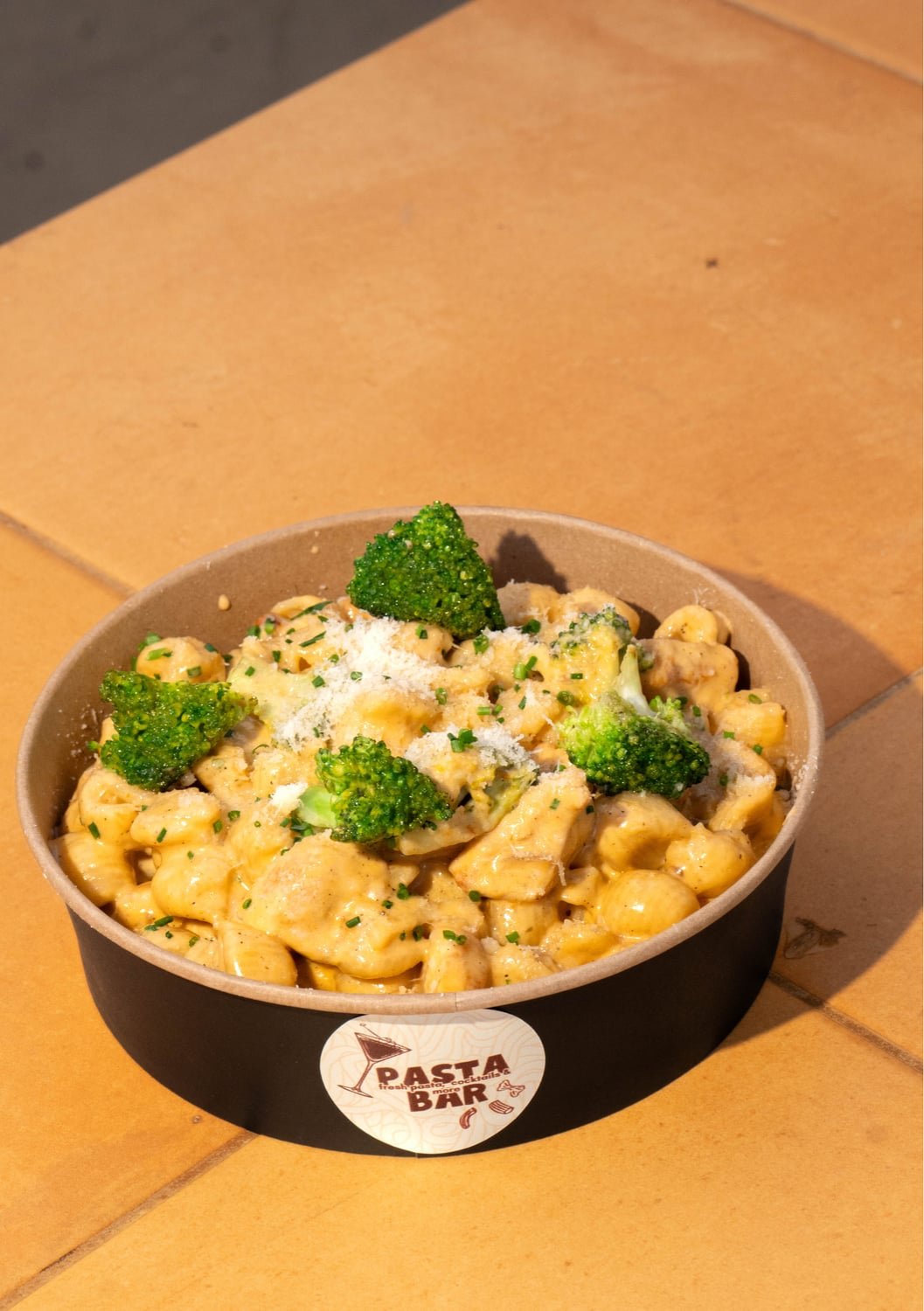 Sun-Kissed Chicken Pasta — fresh handmade pasta, served at Pasta Bar Santorini